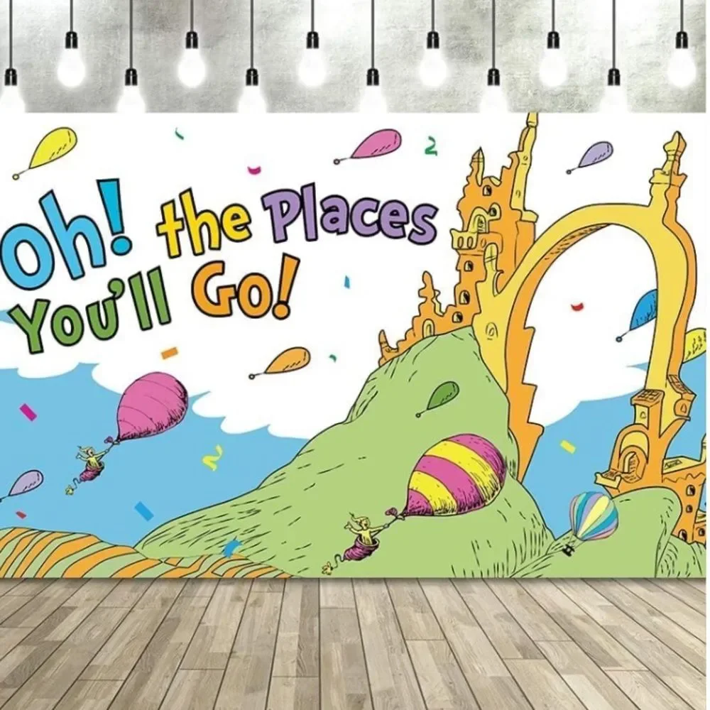 Oh The Places You’ll Go Backdrop For Birthday Parties or Bedroom Decor